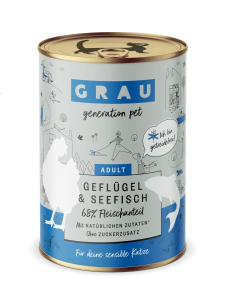 Grau Katzenfutter Nassfutter | Geflügel & Seefisch | 6 Dosen | Hochwertiges Futter für Katzen 1 Grau Katzenfutter Nassfutter | Geflügel & Seefisch | 6 Dosen | Hochwertiges Futter für Katzen
