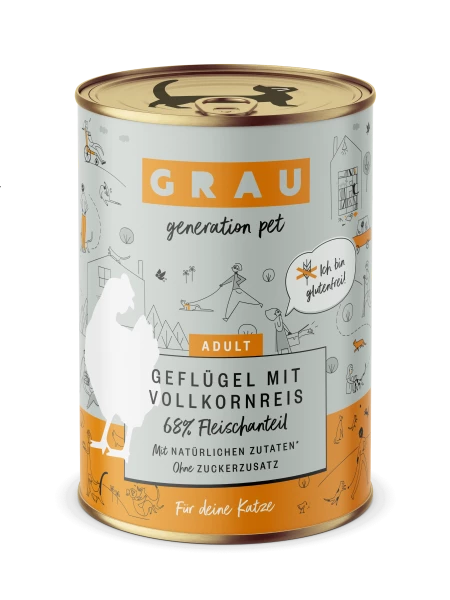 grau Geflügel & Vollkornreis Katzenfutter | 6 Dosen Nassfutter für Katzen | Hochwertiges Katzennassfutter 1 grau Geflügel & Vollkornreis Katzenfutter | 6 Dosen Nassfutter für Katzen | Hochwertiges Katzennassfutter