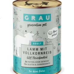 grau Lamm & Vollkornreis Katzenfutter | 6 Dosen Nassfutter für Katzen | Hochwertiges Futter mit natürlichen Zutaten