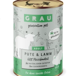 grau Katzenfutter Nassfutter | Pute & Lamm | 6 Dosen | Hochwertiges Futter für Katzen