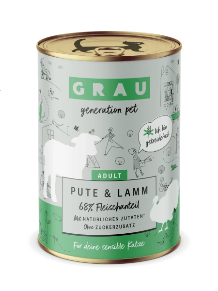 grau Katzenfutter Nassfutter | Pute & Lamm | 6 Dosen | Hochwertiges Futter für Katzen 1 grau Katzenfutter Nassfutter | Pute & Lamm | 6 Dosen | Hochwertiges Futter für Katzen