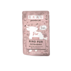 grau Rind Pur Katzenfutter Nassfutter | 16x 125 G Pouchbeutel | Hochwertiges Futter für Katzen