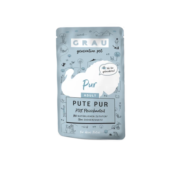 grau | Pute Pur | 16x 125 G Pouchbeutel Katzenfutter - Hochwertiges Nassfutter für Katzen 1 grau | Pute Pur | 16x 125 G Pouchbeutel Katzenfutter - Hochwertiges Nassfutter für Katzen