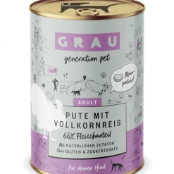 grau Adult Hundefutter | Pute & Vollkornreis | 6x Nassfutter für Hunde