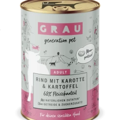 grau Adult Hundefutter - Rind, Karotte & Kartoffel | 6x Nassfutter für Hunde