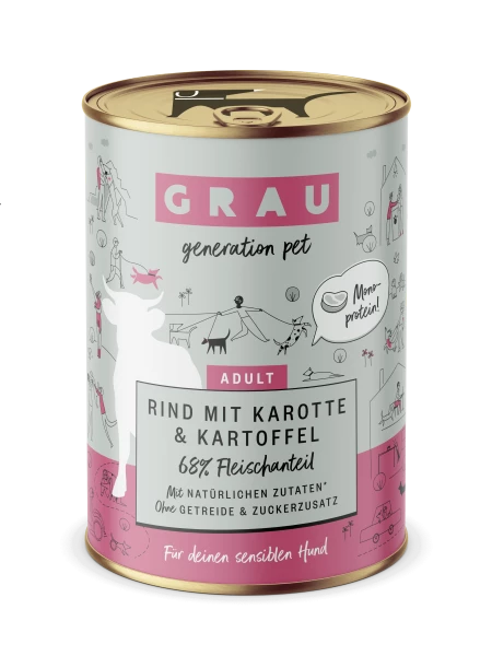 grau Adult Hundefutter - Rind, Karotte & Kartoffel | 6x Nassfutter für Hunde 1 grau Adult Hundefutter - Rind, Karotte & Kartoffel | 6x Nassfutter für Hunde