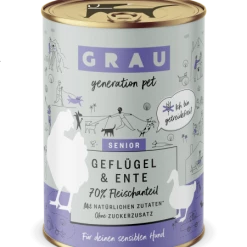 Grau Senior Hundefutter | Geflügel & Ente | 6x Nassfutter für Hunde