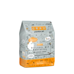 Grau Geflügel Mit Kartoffel | 2 Kg Getreidefreies Trockenfutter für Katzen | Hochwertiges Katzenfutter