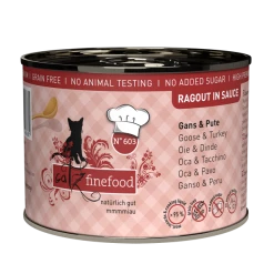 CATZ FINEFOOD RAGOUT N° 603 mit Gans & Pute | 6x 190 g | Premium Nassfutter für Katzen