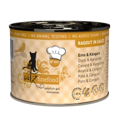 CATZ FINEFOOD RAGOUT N° 607 mit Ente & Känguruh | 6x 190 G Katzenfutter | Hochwertiges Nassfutter für Katzen