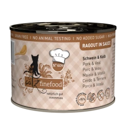 CATZ FINEFOOD RAGOUT N° 609 | Schwein & Kalb | 6x 190 G Nassfutter für Katzen | Hochwertiges Katzenfutter