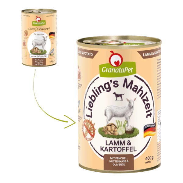 GranataPet Lieblings's Mahlzeit | Lamm & Kartoffel | 6 Dosen Hundenassfutter | Hochwertiges Nassfutter für Hunde 1 GranataPet Lieblings's Mahlzeit | Lamm & Kartoffel | 6 Dosen Hundenassfutter | Hochwertiges Nassfutter für Hunde