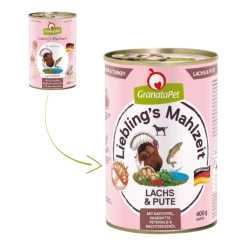 GranataPet Lieblings's Mahlzeit | Hundenassfutter mit Lachs & Pute | 6 Dosen