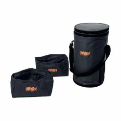 Owney Tour Set | Trockenfuttertonne Mit 2 Faltnäpfen | Anthrazit | Praktisches Hundefutter-Set für Unterwegs