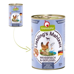 GranataPet Lieblings's Mahlzeit | Hundenassfutter mit Weißfisch & Geflügel | 6 Dosen