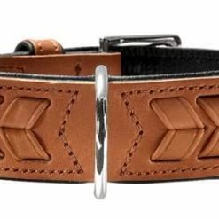 Hunter Hundehalsband El Paso, Cognac-schwarz, Aus Sattelleder – Premium Lederhalsband für Hunde