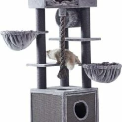 Nobby Kratzbaum ADILE | Grau | 166 cm | Kratzbaum für Katzen | Stabiles Katzenklettergerüst