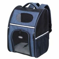 Nobby Rucksack RANA | Blau | Leinenoptik | 32 x 25 x 42 cm | Transporttasche für Hunde