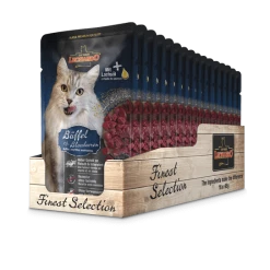 LEONARDO® Büffel & Blueberry Katzenfutter Nassfutter | 16x 85g Beutel | Hochwertiges Futter für Katzen
