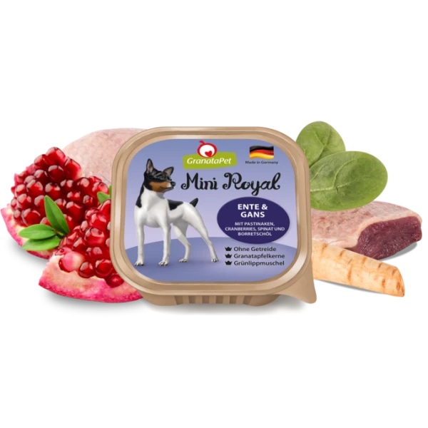 GranataPet Mini Royal Hundefutter mit Ente & Gans | 11 Schälchen | Hochwertiges Nassfutter für Hunde