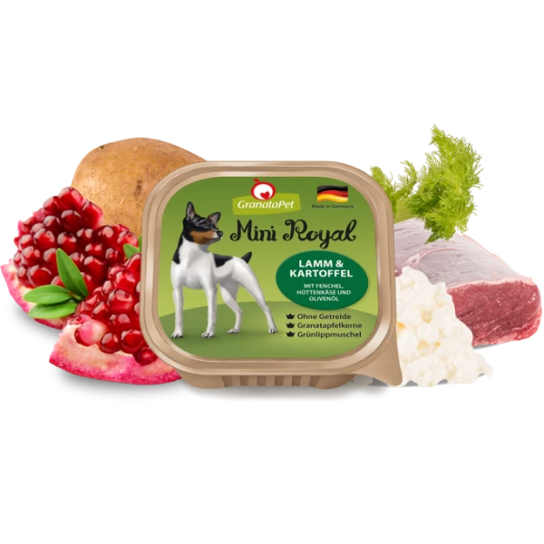 GranataPet Mini Royal Hundefutter mit Lamm, Kartoffel & Fenchel | 11 Schälchen | Nassfutter für Hunde