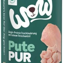 WOW PUR Single Protein Hundefutter mit Pute | 6x 400g | Hochwertiges Nassfutter für Hunde