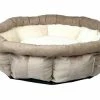 Trixie Bett LEONA | Ø 45 cm | Braun-creme | Kuschelbett für Hunde und Katzen | Katzen-Schlafplatz
