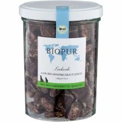 BIOPUR Bio Rindswurst Hundesnack im Glas | 180g | Natürlicher Hundesnack aus Rind | Ohne Zusatzstoffe