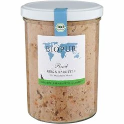 BIOPUR Hundefutter mit Bio Rind, Reis & Karotten - Natürliches Hundefutter für eine ausgewogene Ernährung