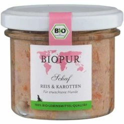 BIOPUR Dog SENSIBLE | Glutenfreies Hundefutter mit Bio Schaf, Reis & Karotten | 6x100g