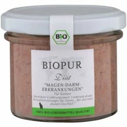 BIOPUR Cat Diätfutter bei Magen-Darm-Erkrankungen - 6x100g Katzenfutter im Glas