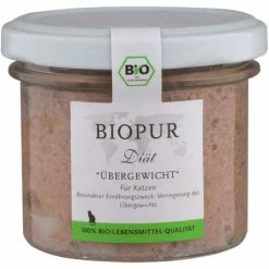 BIOPUR Cat Diätfutter bei Übergewicht - 6x100g Katzenfutter im Glas - Premium Diätnahrung für Katzen