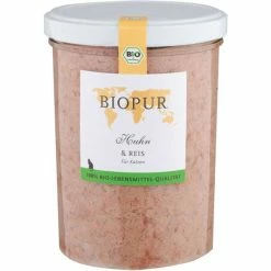 BIOPUR Katzenfutter im Glas mit Huhn & Reis - Hochwertiges Nassfutter für Katzen