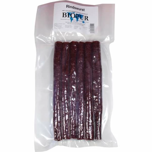 BIOPUR Bio Rindswurst Hundesnack | 6 Stück | 170g | Natürlicher Hundesnack aus Rind 1 BIOPUR Bio Rindswurst Hundesnack | 6 Stück | 170g | Natürlicher Hundesnack aus Rind