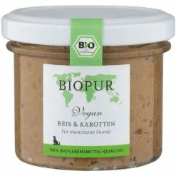 BIOPUR Dog VEGAN Hundefutter mit Bio Reis & Karotten | 6x100g | Veganes Hundefutter | Ohne tierische Zutaten