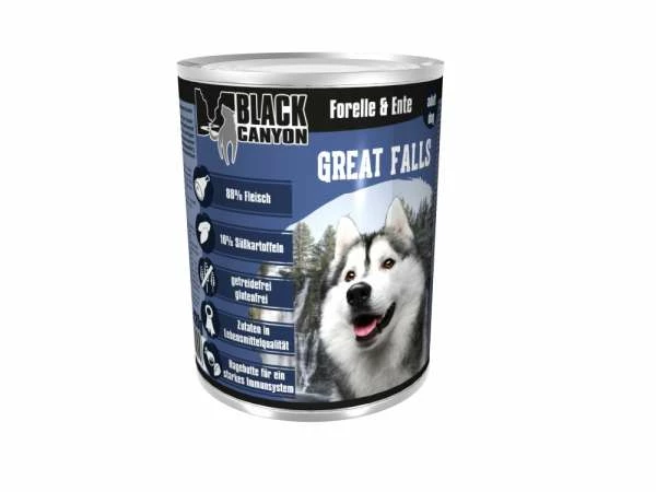 Black Canyon Great Falls Hundefutter mit Forelle & Ente | Nassfutter für Hunde 1 Black Canyon Great Falls Hundefutter mit Forelle & Ente | Nassfutter für Hunde