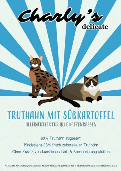PETpoint-Charly Charlys Delicate Adult Cat Trockenfutter mit Truthahn & Süßkartoffeln | Getreidefreies Katzenfutter 1 PETpoint-Charly Charlys Delicate Adult Cat Trockenfutter mit Truthahn & Süßkartoffeln | Getreidefreies Katzenfutter