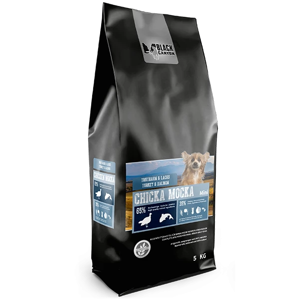 BLACK CANYON® Mini Adult Chicka Mocka mit Truthahn & Lachs | Premium Hundefutter für kleine Rassen 1 BLACK CANYON® Mini Adult Chicka Mocka mit Truthahn & Lachs | Premium Hundefutter für kleine Rassen
