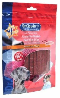 DR. CLAUDERS Rinderfilet-Streifen Hundesnack | 10x 80g | Natürliche Leckerlis für Hunde