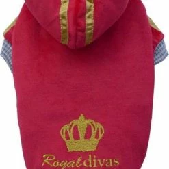 DoggyDolly Kapuzenshirt Royal Divas | Hundepullover in Rot | Warme Hundebekleidung für kleine und große Hunde