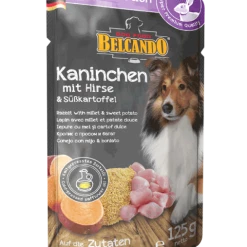 BELCANDO Finest Selection Kaninchen, Hirse & Süßkartoffel Nassfutter für Hunde | 12x 125g Frischebeutel
