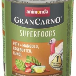 Animonda GranCarno Superfoods Nassfutter mit Pute - 6 Dosen Hundefutter | Hochwertiges Nassfutter für Hunde