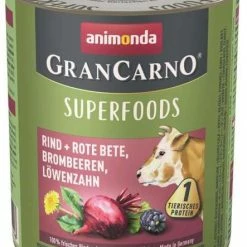 Animonda GranCarno Superfoods Nassfutter mit Rind - 6 Dosen Hundefutter | Hochwertiges Nassfutter für Hunde