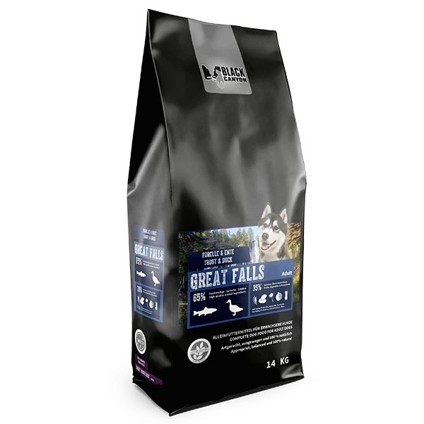 BLACK CANYON® Great Falls Hundefutter mit Forelle & Ente | Gluten- und Getreidefrei | Premium Nassfutter für Hunde 1 BLACK CANYON® Great Falls Hundefutter mit Forelle & Ente | Gluten- und Getreidefrei | Premium Nassfutter für Hunde