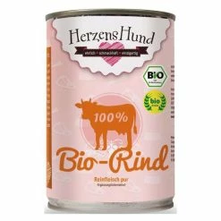 Herzens-Hund 100% Bio Rindfleisch | 6x400g Ergänzungsfutter für Hund & Katze | Natürliches Hundefutter | Premium-Qualität