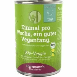 Herrmanns Select Bio Veggie Hundefutter - Glutenfrei mit Weißer Süßlupine, Dinkel & Gemüse | 6x400g