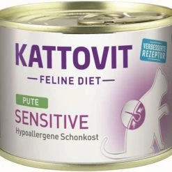 KATTOVIT Sensitive Nassfutter mit Pute für Katzen, 12 x 185g - Hypoallergenes Katzenfutter für empfindliche Katzen
