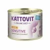 KATTOVIT Sensitive Nassfutter mit Huhn für Katzen, 12 x 185g - Schonendes Futter für sensible Katzen
