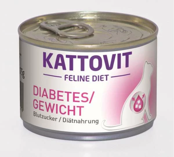 KATTOVIT Feline Diabetes Gewicht Nassfutter für Katzen - 12x185g, Spezialdiät für diabetische Katzen 1 KATTOVIT Feline Diabetes Gewicht Nassfutter für Katzen - 12x185g, Spezialdiät für diabetische Katzen