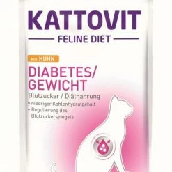 Kattovit Diabetes Nassfutter mit Huhn - 24x85g - Spezialfutter für diabetische Katzen